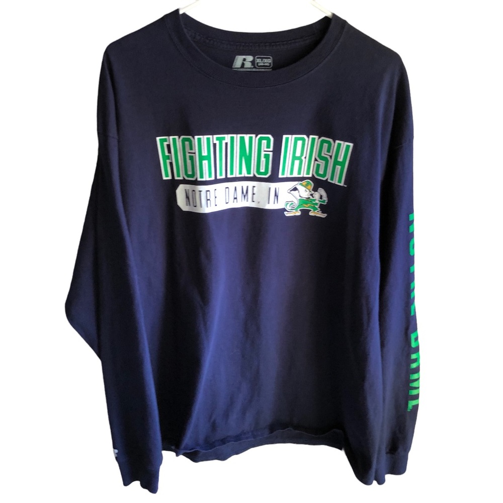Fighting Irish Notre Dame, Indiana. Navy Blue Long Sleeve Tshirt. XL